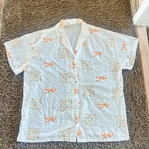 White and Orange Patterned Swimsuit Coverup
